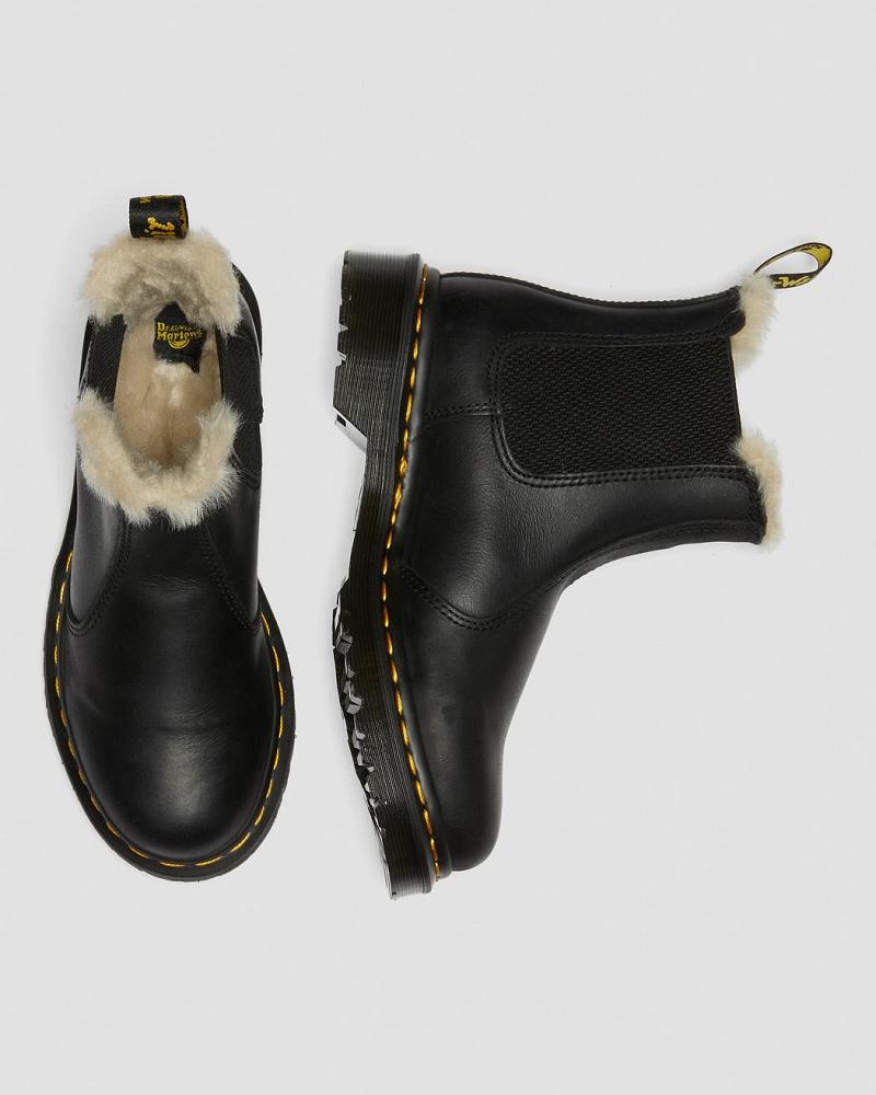 Black Women's Dr Martens 2976 Faux Fur Lined Chelsea Boots | CA 105SGL